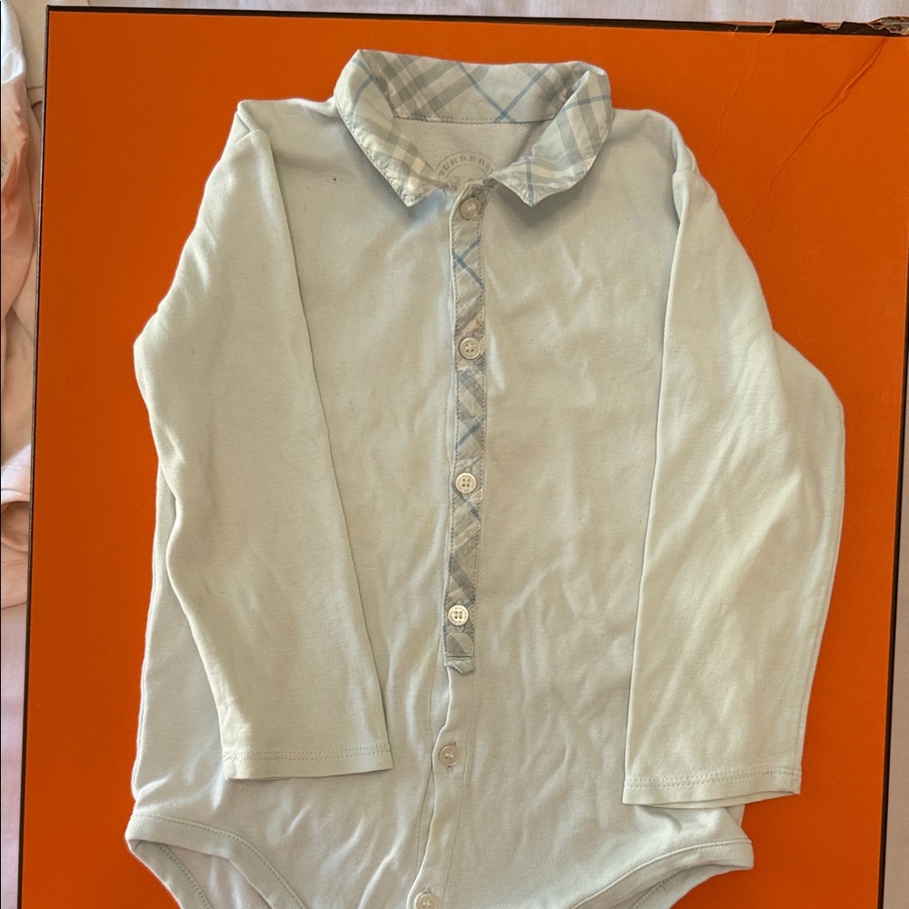 Burberry Light Blue Kids Button Down Shirt